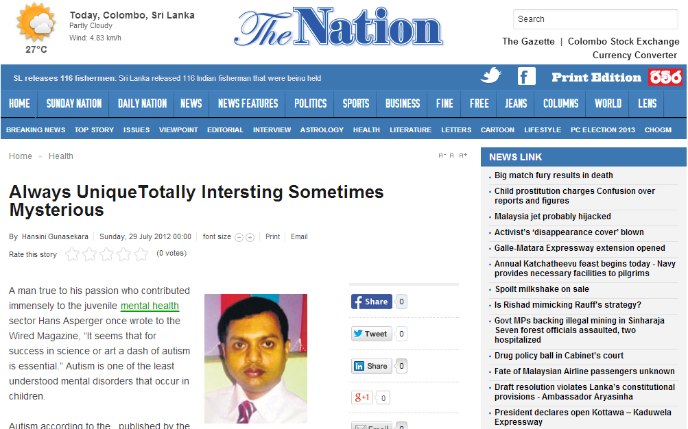 Always UniqueTotally Intersting Sometimes Mysterious (The Nation - Sunday, July 29,2012)