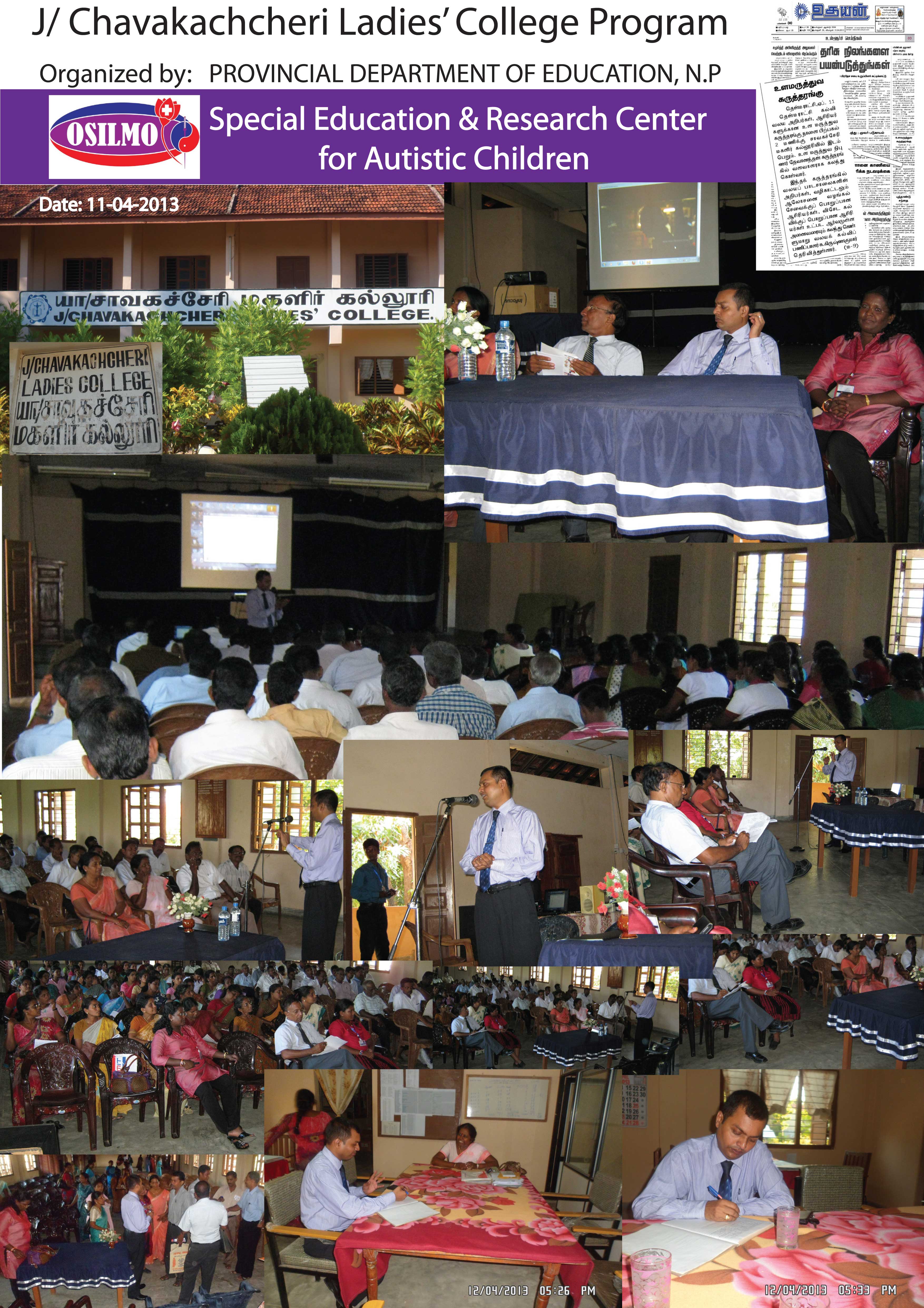 The workshop at J/ Chavakachcheri Ladies’ College 